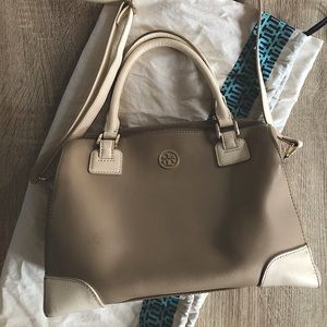 Tan/Cream Tory Burch Robinson Satchel